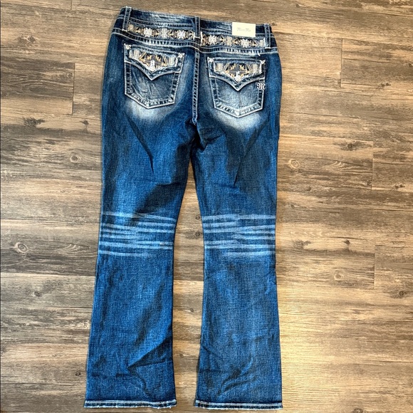 Miss Me Blue Boot Cut Jeans with Embellished Pockets - Picture 1 of 3